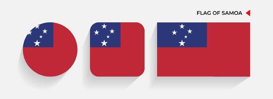 Samoa flags arranged in round, square and rectangular shapes vector