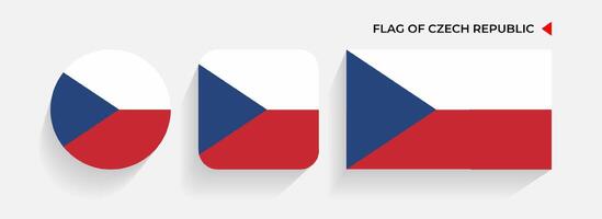 Czech Republic Flags arranged in round, square and rectangular shapes vector