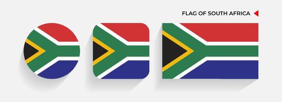 South Africa Flags arranged in round, square and rectangular shapes vector