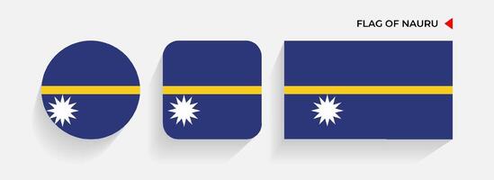 Nauru Flags arranged in round, square and rectangular shapes vector