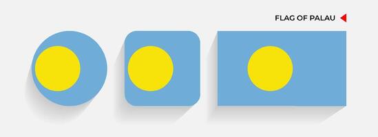 Palau Flags arranged in round, square and rectangular shapes vector