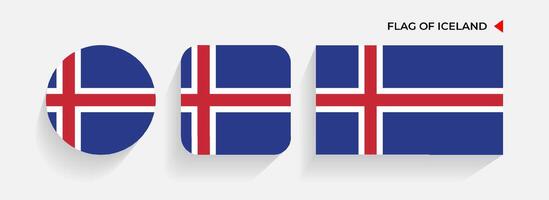 Islandia banderas arreglado en redondo, cuadrado y rectangular formas vector