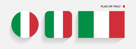 Italia banderas arreglado en redondo, cuadrado y rectangular formas vector