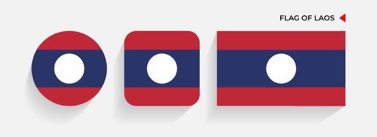 Laos Flags arranged in round, square and rectangular shapes vector