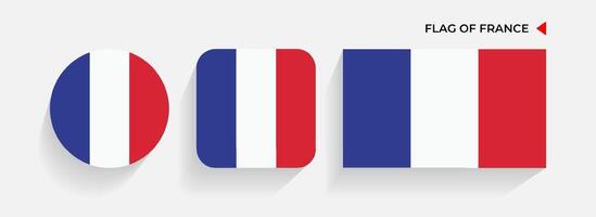 France Flags arranged in round, square and rectangular shapes vector