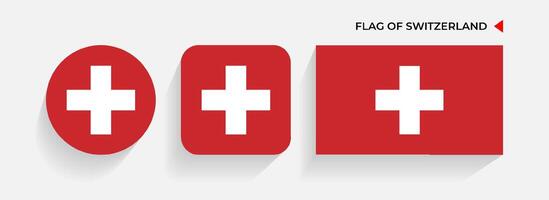 Switzerland Flags arranged in round, square and rectangular shapes vector