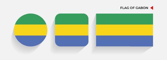 Gabon Flags arranged in round, square and rectangular shapes vector