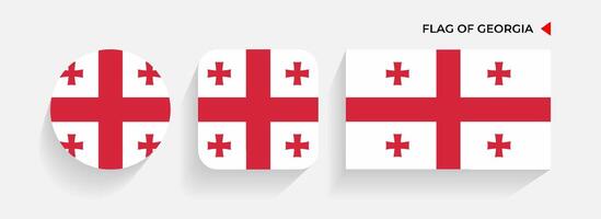 Georgia Flags arranged in round, square and rectangular shapes vector