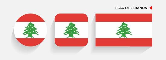 Líbano banderas arreglado en redondo, cuadrado y rectangular formas vector