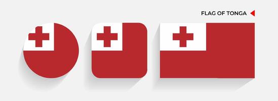 Tonga Flags arranged in round, square and rectangular shapes vector