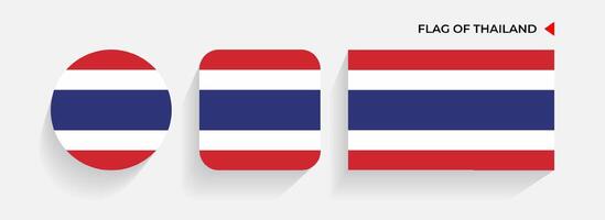 Thailand Flags arranged in round, square and rectangular shapes vector