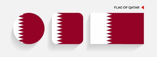 Qatar Flags arranged in round, square and rectangular shapes vector