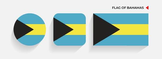 Bahamas Flags arranged in round, square and rectangular shapes vector