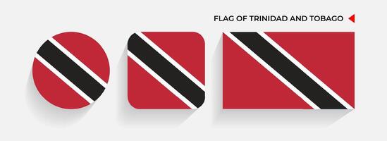 Trinidad and Tobago Flags arranged in round, square and rectangular shapes vector