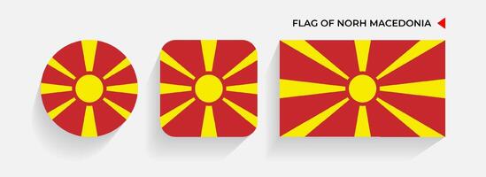 North Macedonia Flags arranged in round, square and rectangular shapes vector