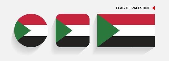 Palestine Flags arranged in round, square and rectangular shapes vector