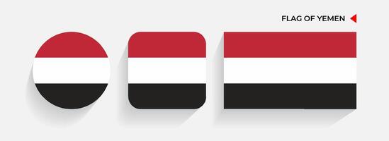 Yemen banderas arreglado en redondo, cuadrado y rectangular formas vector