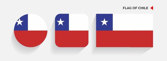 Chile Flags arranged in round, square and rectangular shapes vector