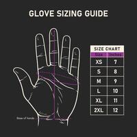 Glove sizing guide chart with hand illustration vector