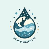 World water day concept illustration. Abstract water drop with waves vector