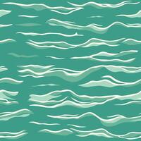 Seamless abstract pattern with wavy lines resembling sea waves on a teal background vector