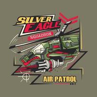 Retro style illustration of a military aviation theme for apparel design vector