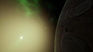 a large cluster of asteroids near an unknown planet video