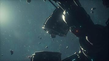 The alien ship navigates the boundless void of outer space video