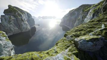 Aerial summer sky panorama view of norway mountains video