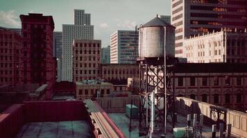 During sunrise the rooftops of Manhattan video