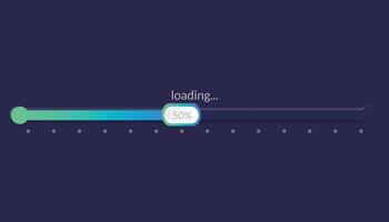 Progress load bar. Indicator of status download. Graphic icons of interface. Neon buttons of speed of upload. Web loaders with percent. Futuristic UI for website, game, internet vector