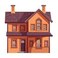 Country house. Farm in the countryside. Cottage cartoon vector illustration