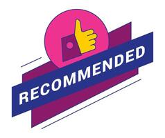 Recommended badge banner. Banner recommended with thumbs up. Advertising badges with like vector