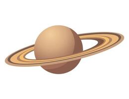 Saturn planet with Rings. Collection Planets of solar system. Cartoon style vector illustration isolated on white background.