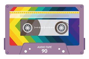 Vintage tape cassette. Retro mixtape, 1980s pop songs tapes and stereo music cassettes. 90s hifi disco dance audiocassette, analogue player record cassette. Isolated symbols vector