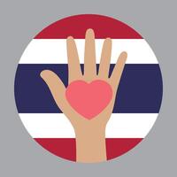 plano vector ilustración de personas levantamiento su manos en Tailandia bandera antecedentes. unidad concepto.