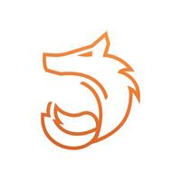 Simple sharp fiery red fox abstract logo vector
