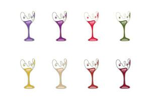 conjunto de vino vaso icono con vino en diferente color vector