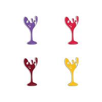 set of Wine glass icon vector