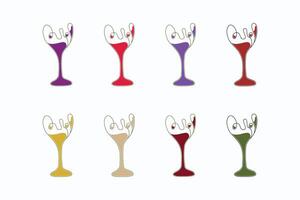 plano vector vino vaso icono con vino