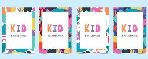 shape paper cut out background with colorful.illustration vector for a4 vertical kid design