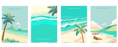 beach background with sea,sand,sky.illustration vector for a4 page design