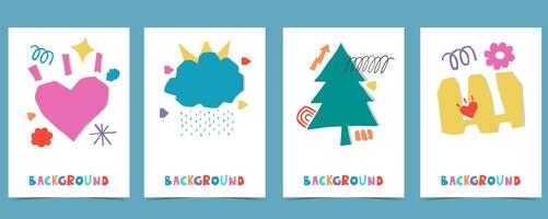 shape paper cut out background with colorful.illustration vector for a4 vertical kid design