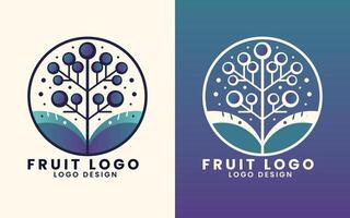 Natural organic concept tree leaf natural food fruits logo design vector template