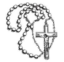 Rosary with cross religion vector