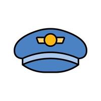 pilot hat. lineal color icon vector