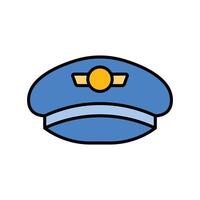 pilot hat. lineal color icon vector