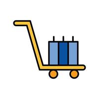 trolley carrying bag. lineal color icon vector