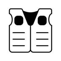 life jacket icon. black fill icon vector