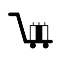 trolley carrying bags icon. black fill icon vector